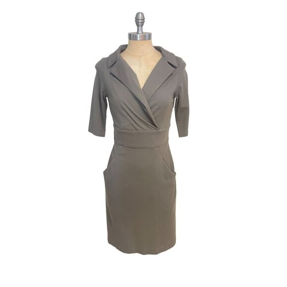 Chaiken Women's Taupish Green Wrap Dress With Pockets Size 6 - Picture 1 of 5